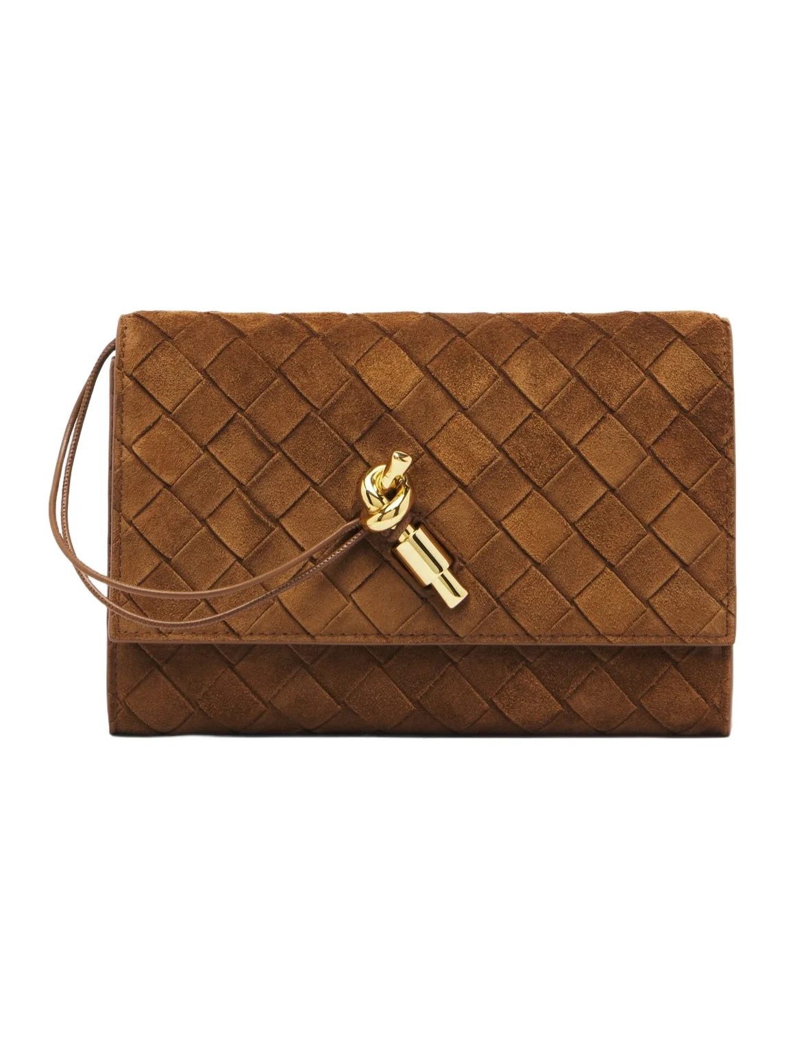Andiamo Intrecciato suede pouch with strap