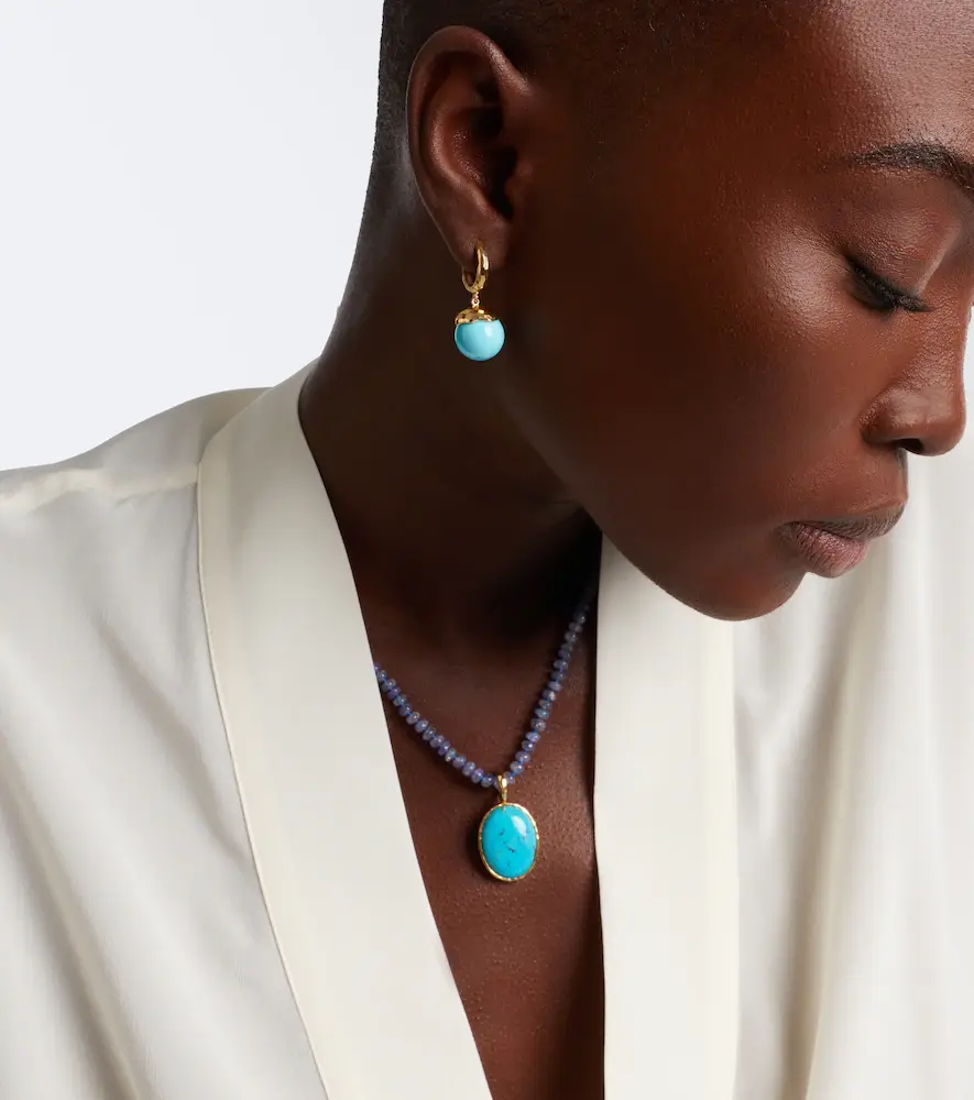 Octavia Elizabeth Orb 18kt gold earrings with turquoise | Thumbnail 3