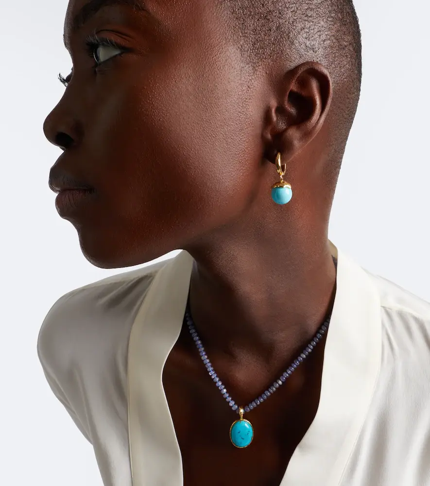 Octavia Elizabeth Orb 18kt gold earrings with turquoise | Thumbnail 4