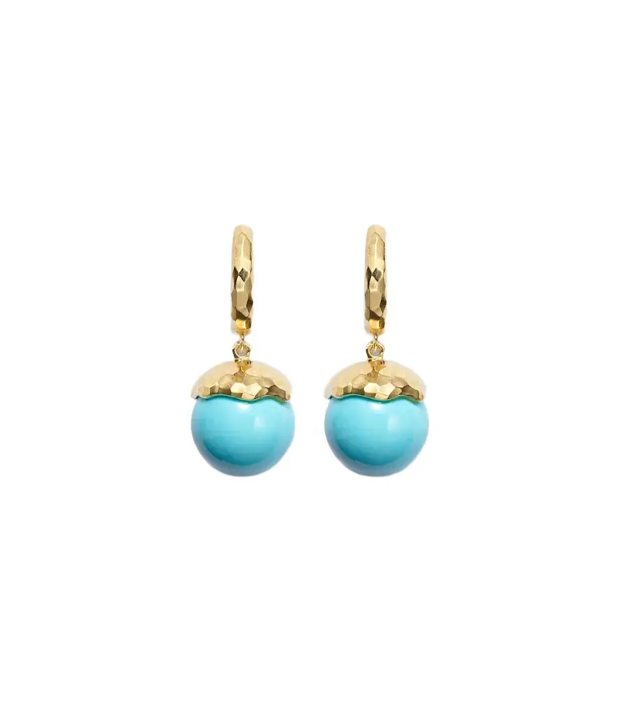 Octavia Elizabeth Orb 18kt gold earrings with turquoise