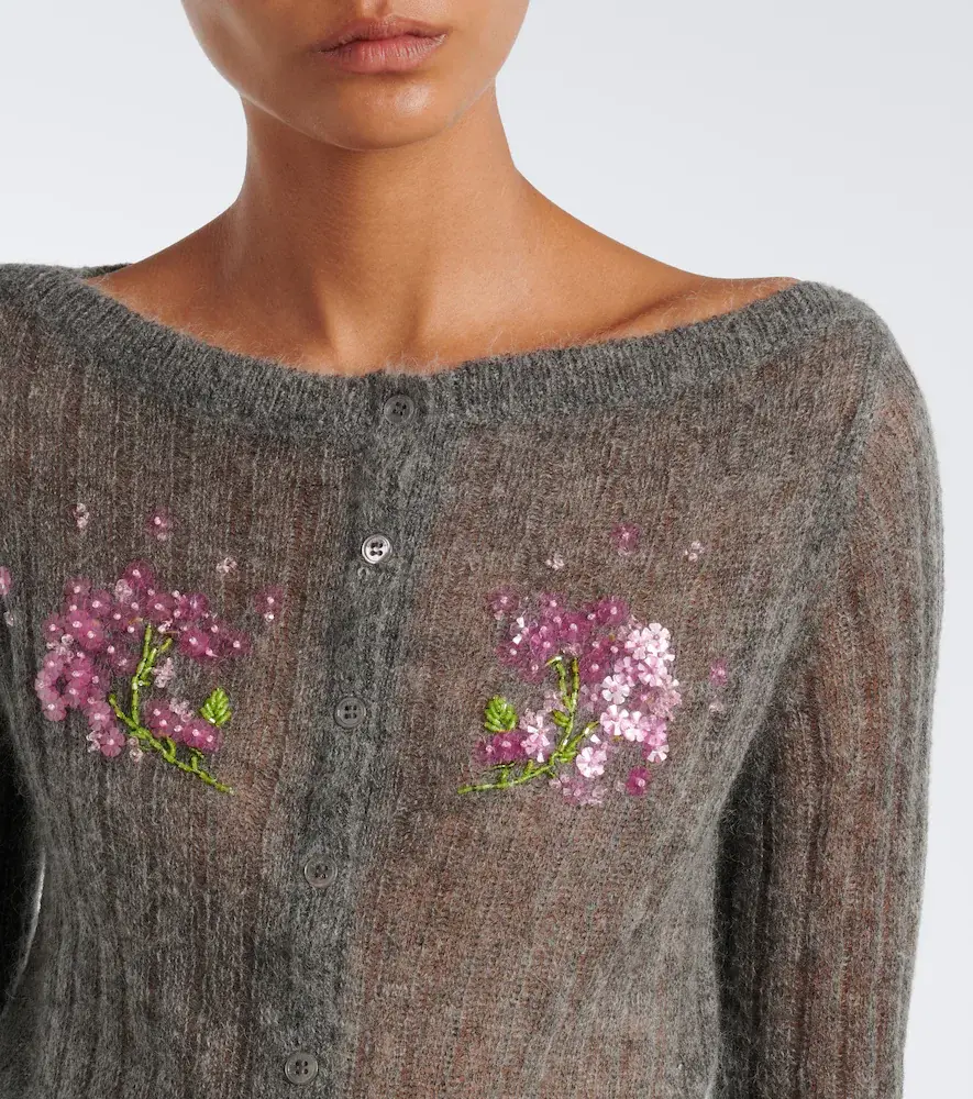 SHUSHU/TONG Embellished wool and mohair-blend cardigan | Thumbnail 2