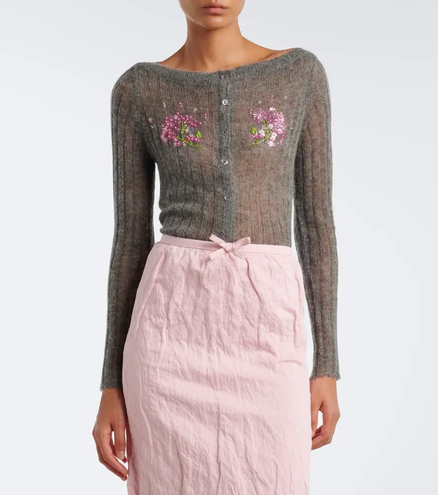 SHUSHU/TONG Embellished wool and mohair-blend cardigan | Thumbnail 4
