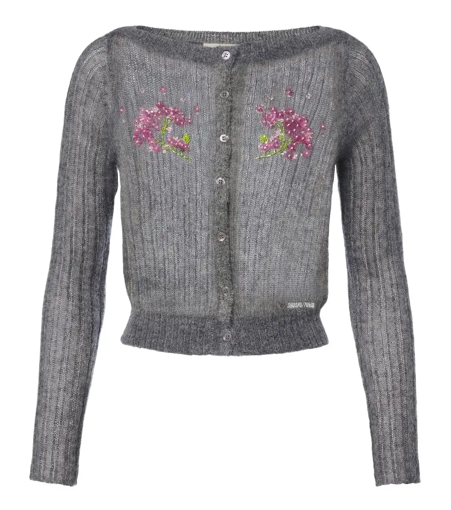 Embellished wool and mohair-blend cardigan