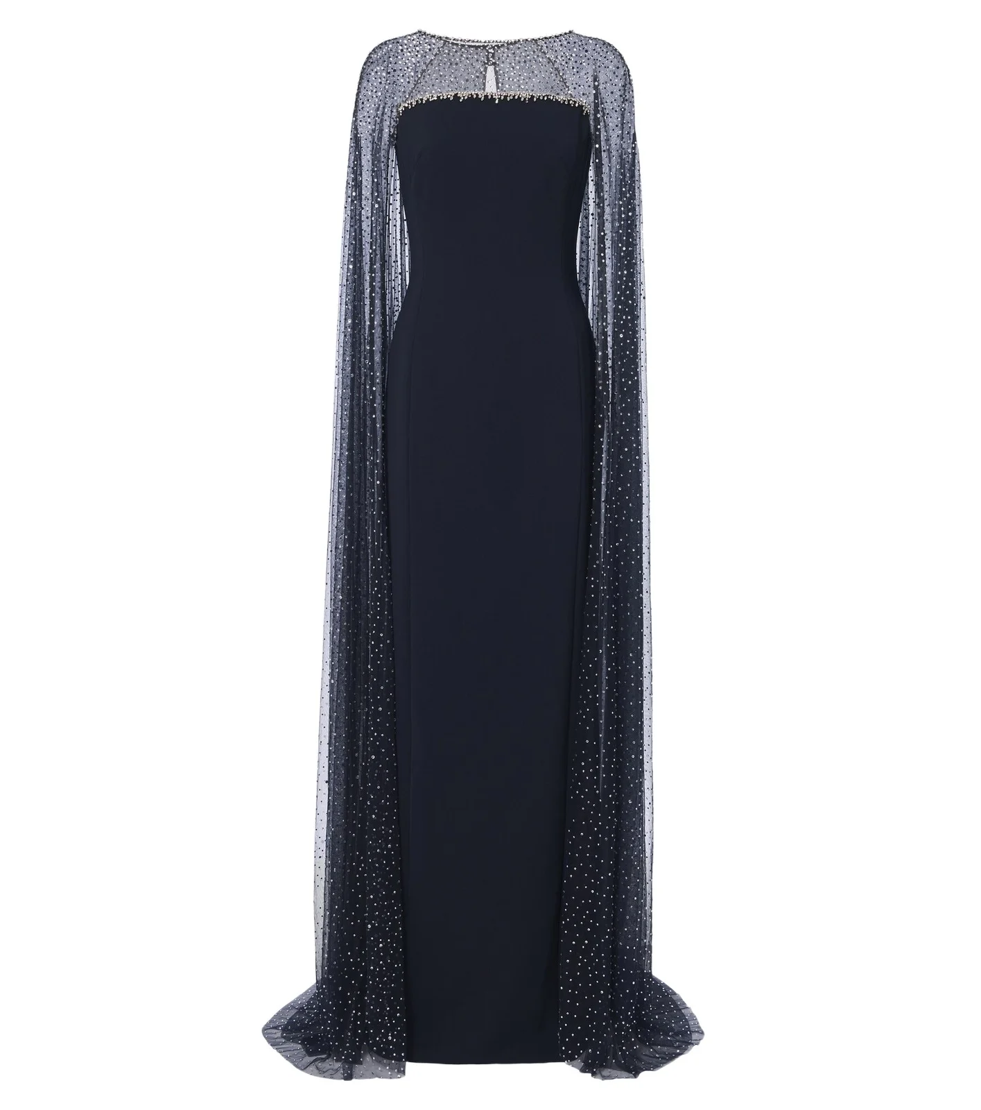 Jenny Packham Moxie caped embellished gown