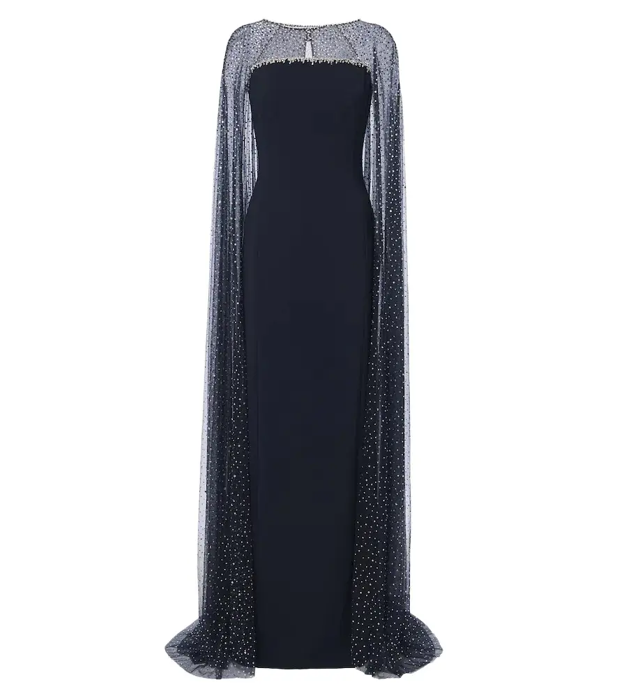 Jenny Packham Moxie caped embellished gown