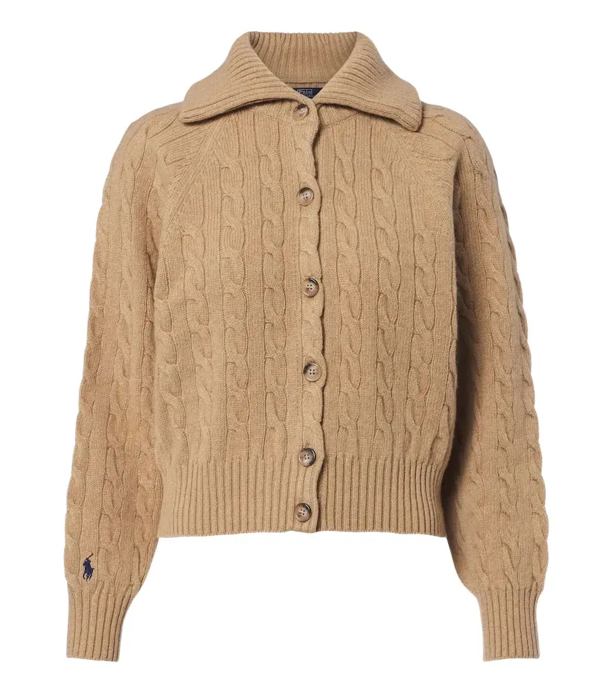 Cable-knit wool and cashmere cardigan Cable-knit wool and cashmere cardigan
