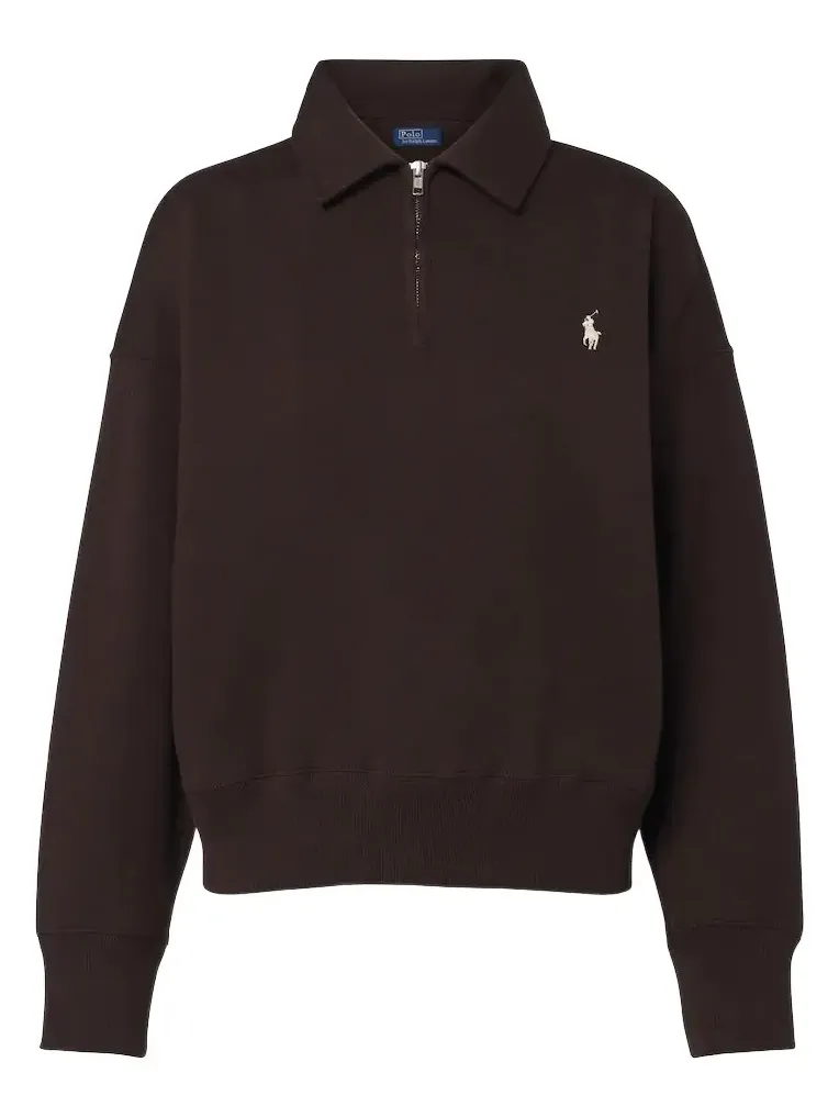 Cotton-blend jersey polo sweatshirt Cotton-blend jersey polo sweatshirt