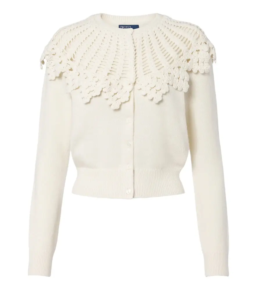 Crochet-trimmed wool and alpaca cardigan