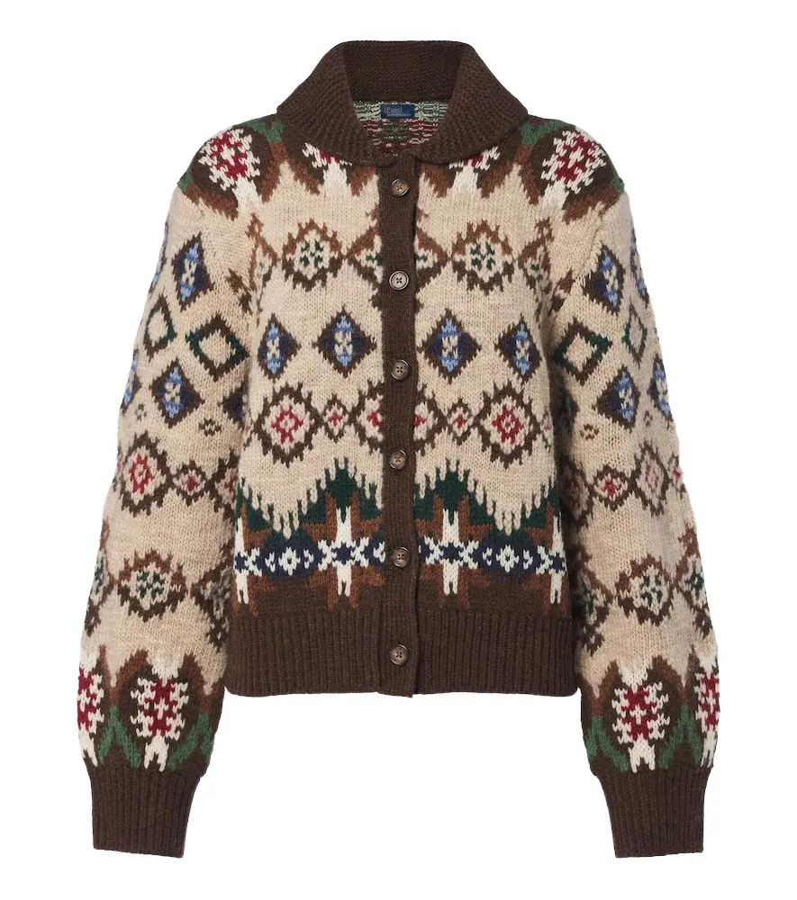 Jacquard wool and cashmere cardigan Jacquard wool and cashmere cardigan