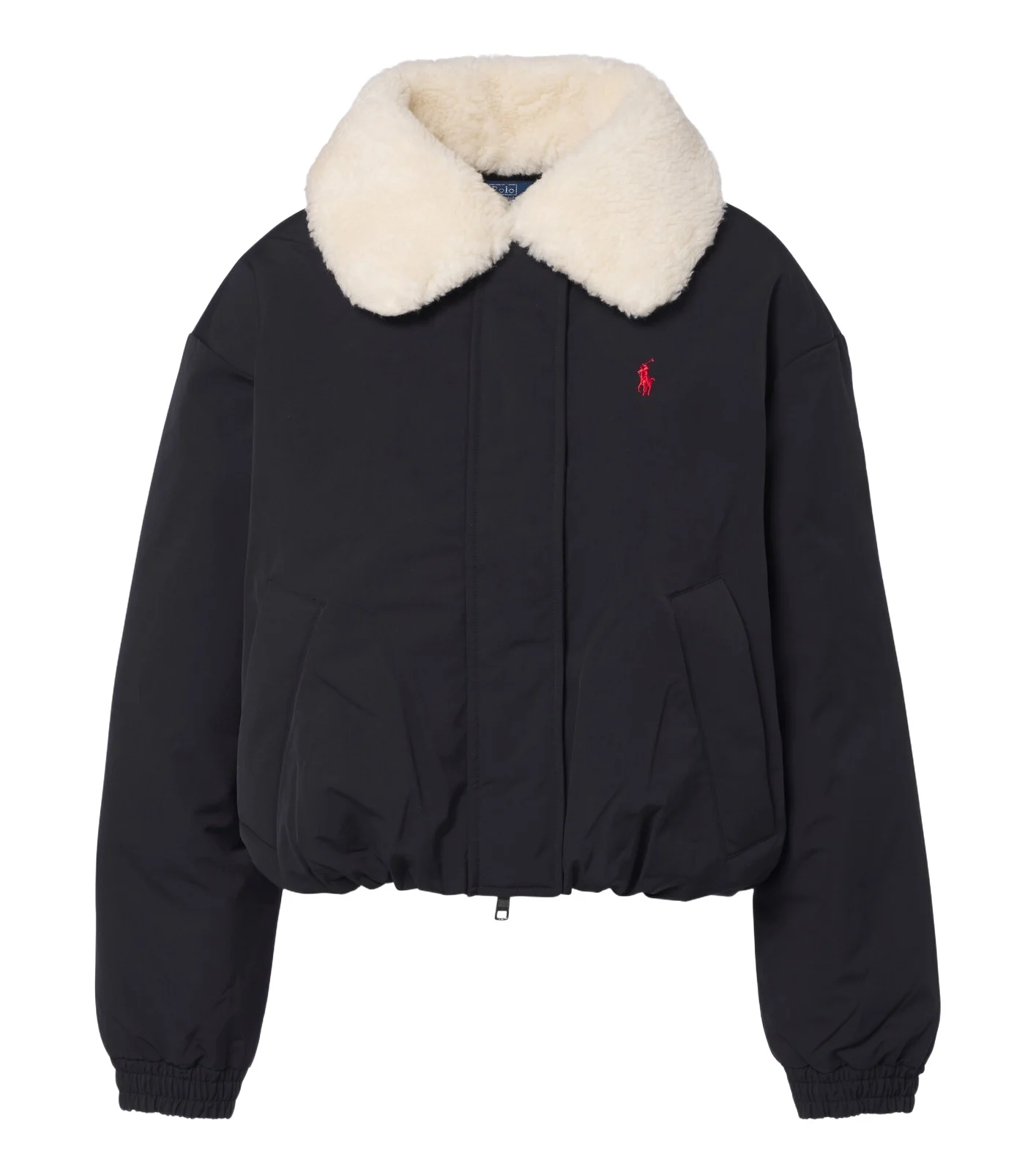 Teddy-trimmed blouson jacket