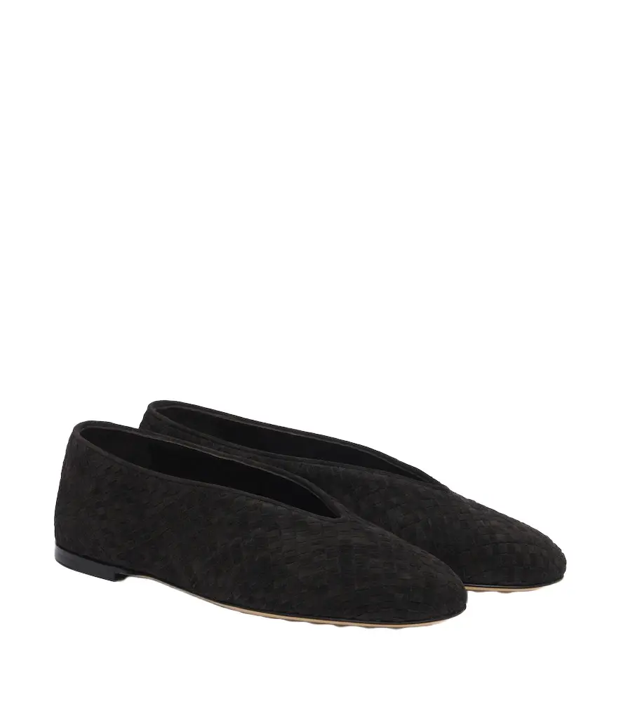 Intrecciato suede ballet flats