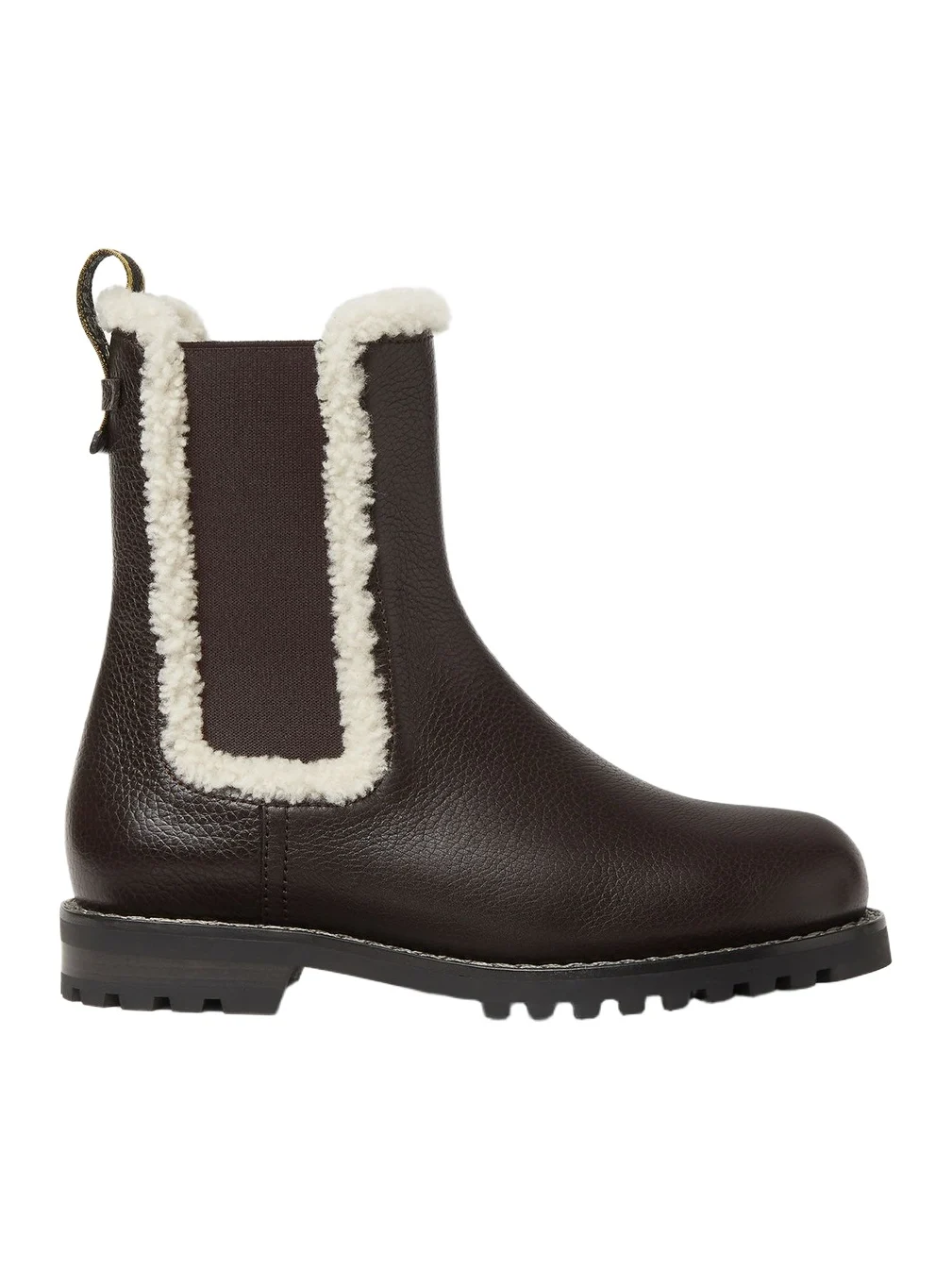 Commando Leather and White Shearling Chelsea Ankle Boot