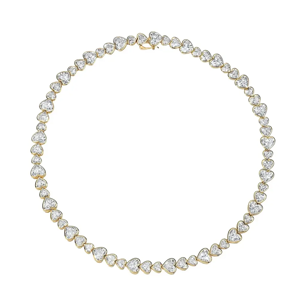 Stephanie Gottlieb Coco Lab Diamond Heart Bezel Tennis Necklace