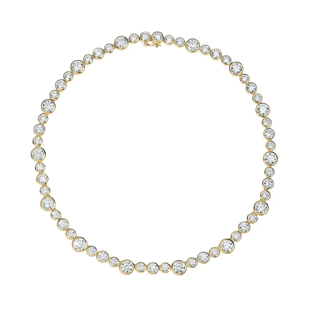 Stephanie Gottlieb Coco Lab Diamond Round Bezel Tennis Necklace