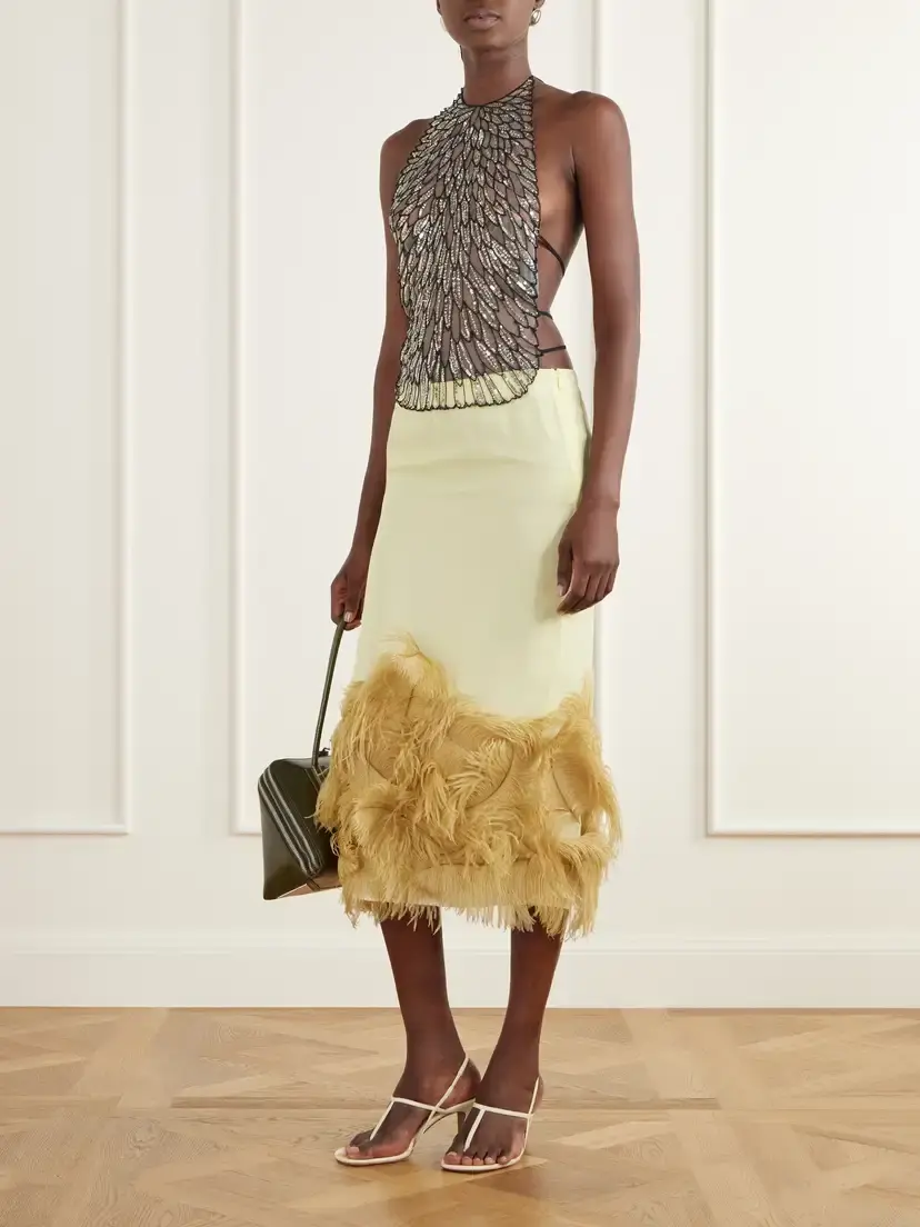 The Attico Tie-detailed Sequin-embellished Tulle Tank | Thumbnail 2