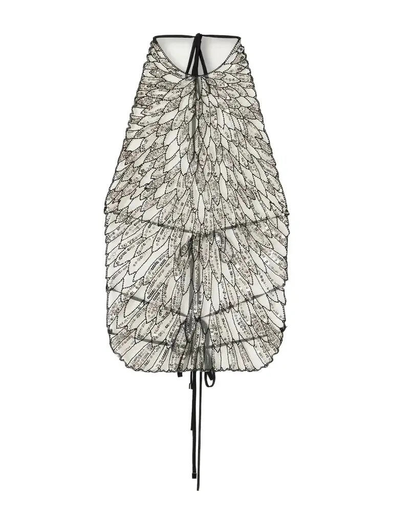 Tie-detailed Sequin-embellished Tulle Tank Tie-detailed Sequin-embellished Tulle Tank