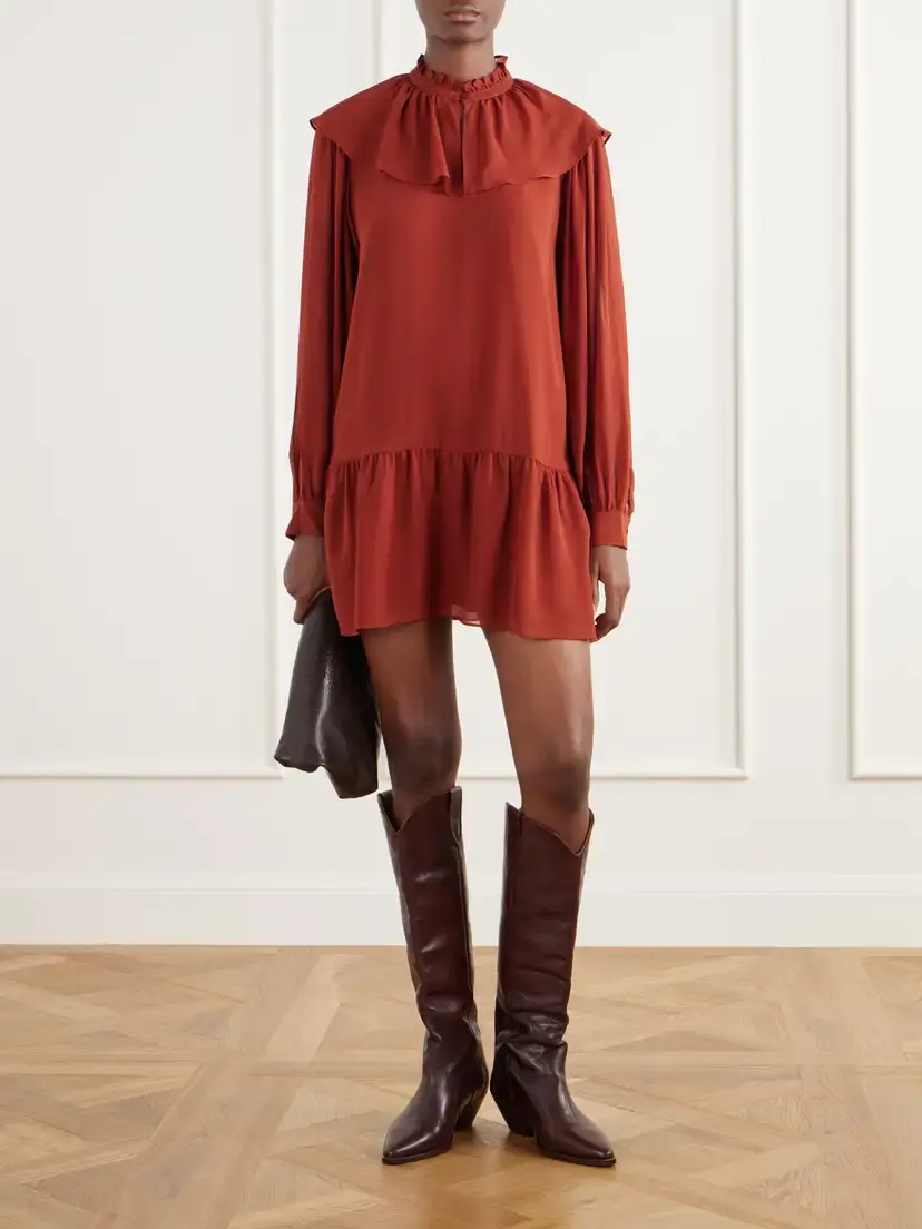 Frame Tiered Ruffled Silk-chiffon Mini Dress | Thumbnail 2