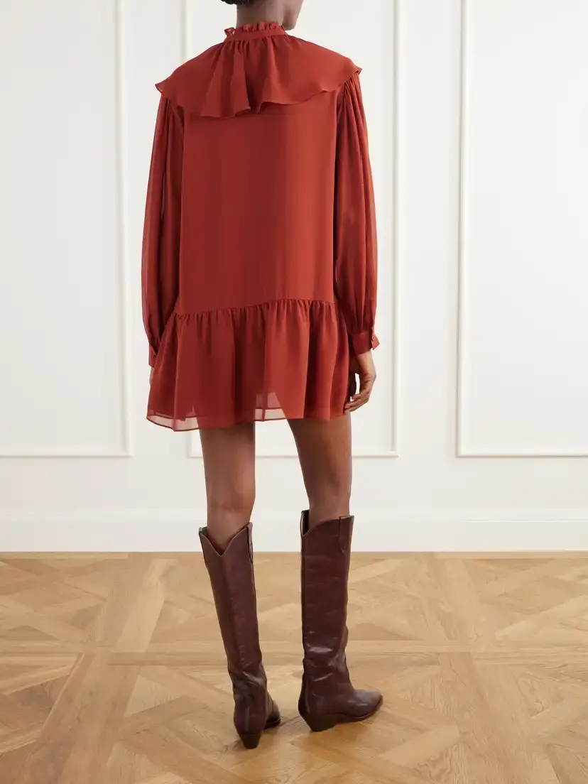 Frame Tiered Ruffled Silk-chiffon Mini Dress | Thumbnail 3