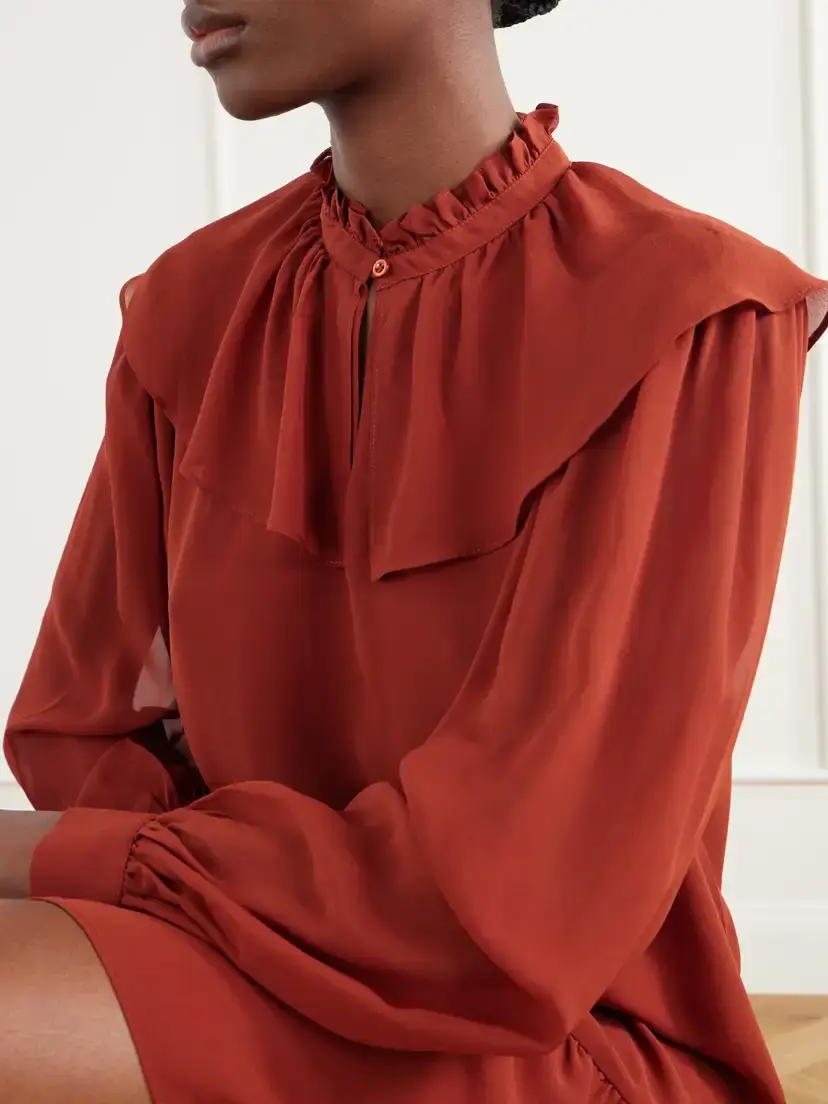 Frame Tiered Ruffled Silk-chiffon Mini Dress | Thumbnail 4