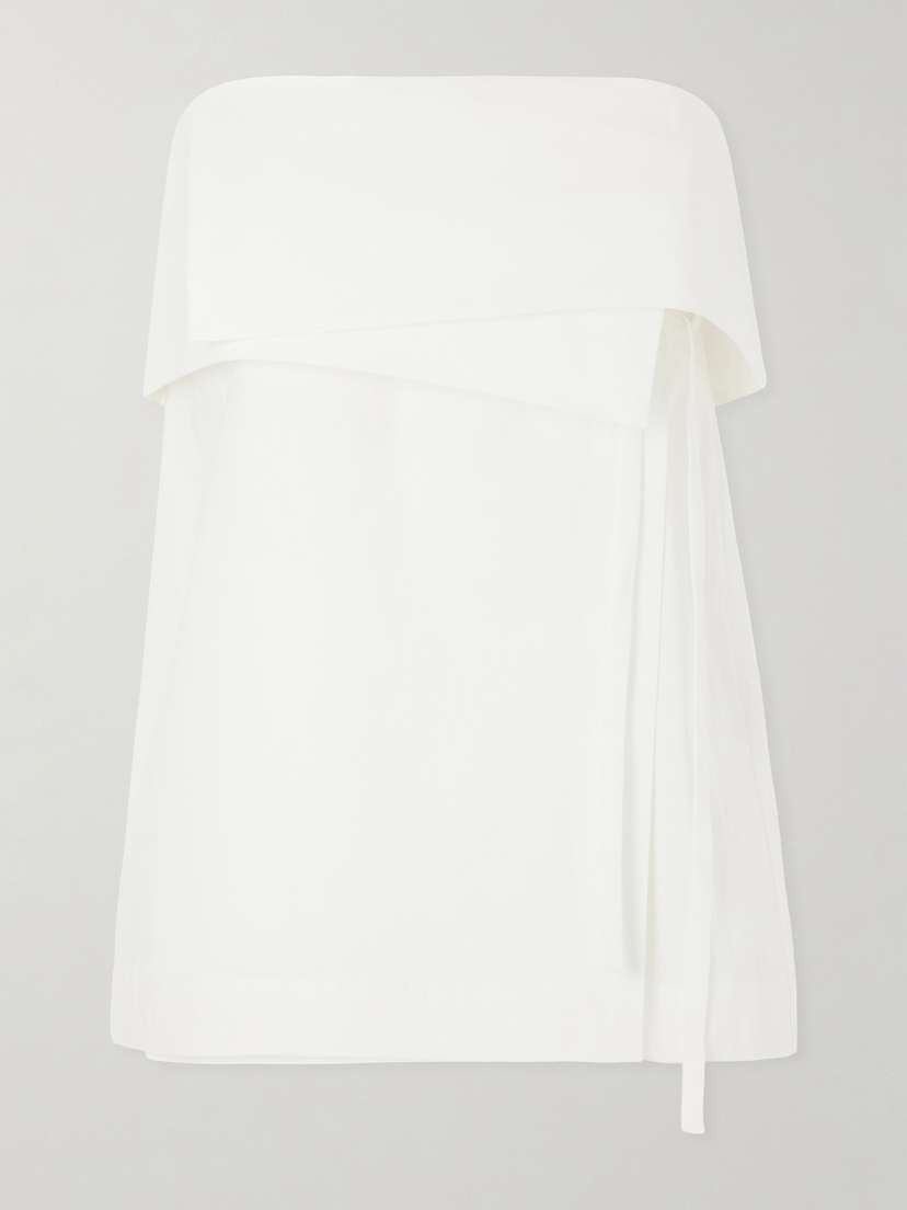 Strapless Draped Cotton-blend Top Strapless Draped Cotton-blend Top
