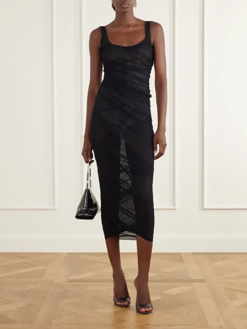 The Attico Bustier Stretch-tulle Midi Dress | Thumbnail 2