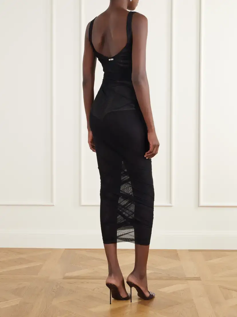 The Attico Bustier Stretch-tulle Midi Dress | Thumbnail 3