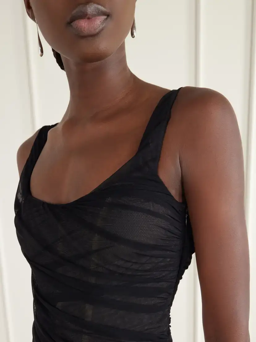 The Attico Bustier Stretch-tulle Midi Dress | Thumbnail 4