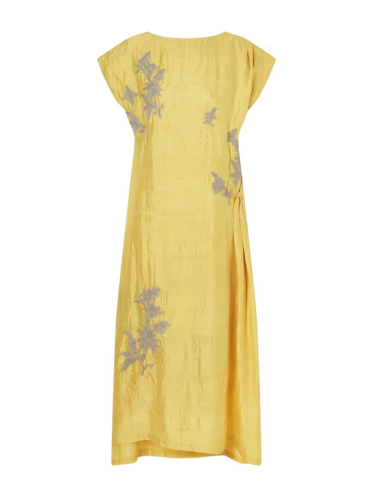 Embroidered Pleated Crinkled Silk-dupioni Midi Dress Embroidered Pleated Crinkled Silk-dupioni Midi Dress