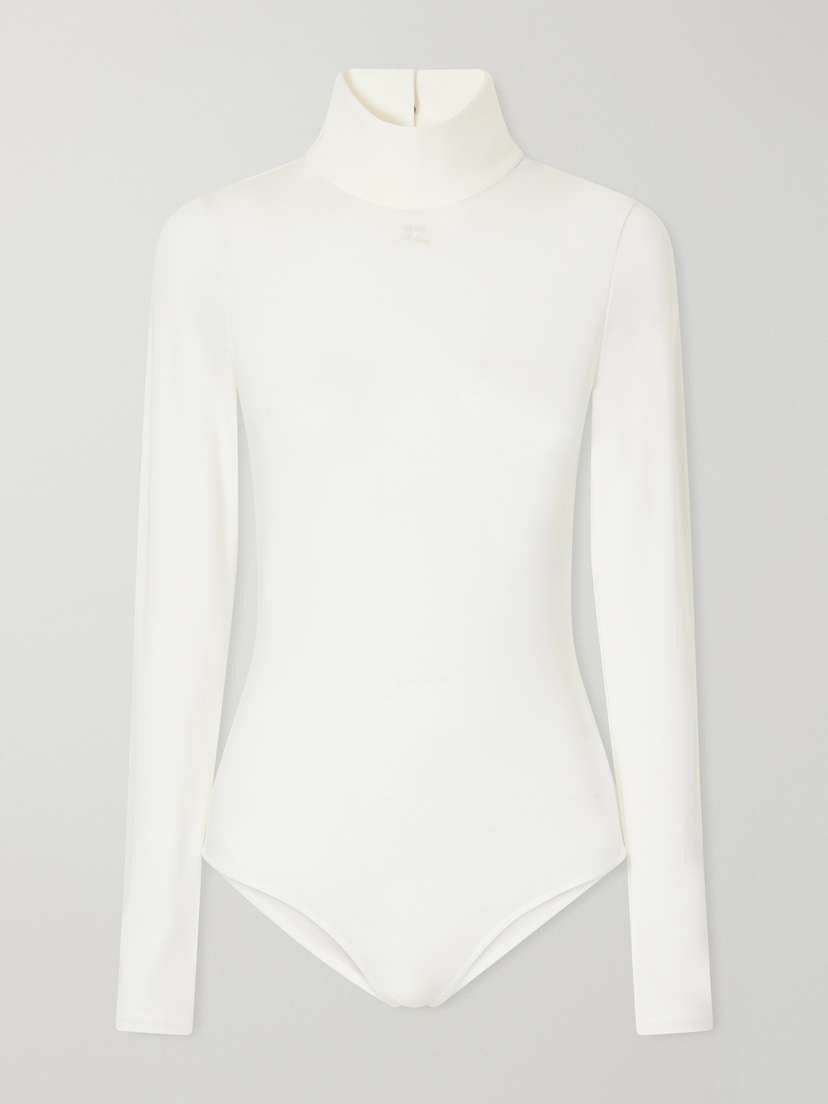Stretch-jersey Mock-neck Bodysuit