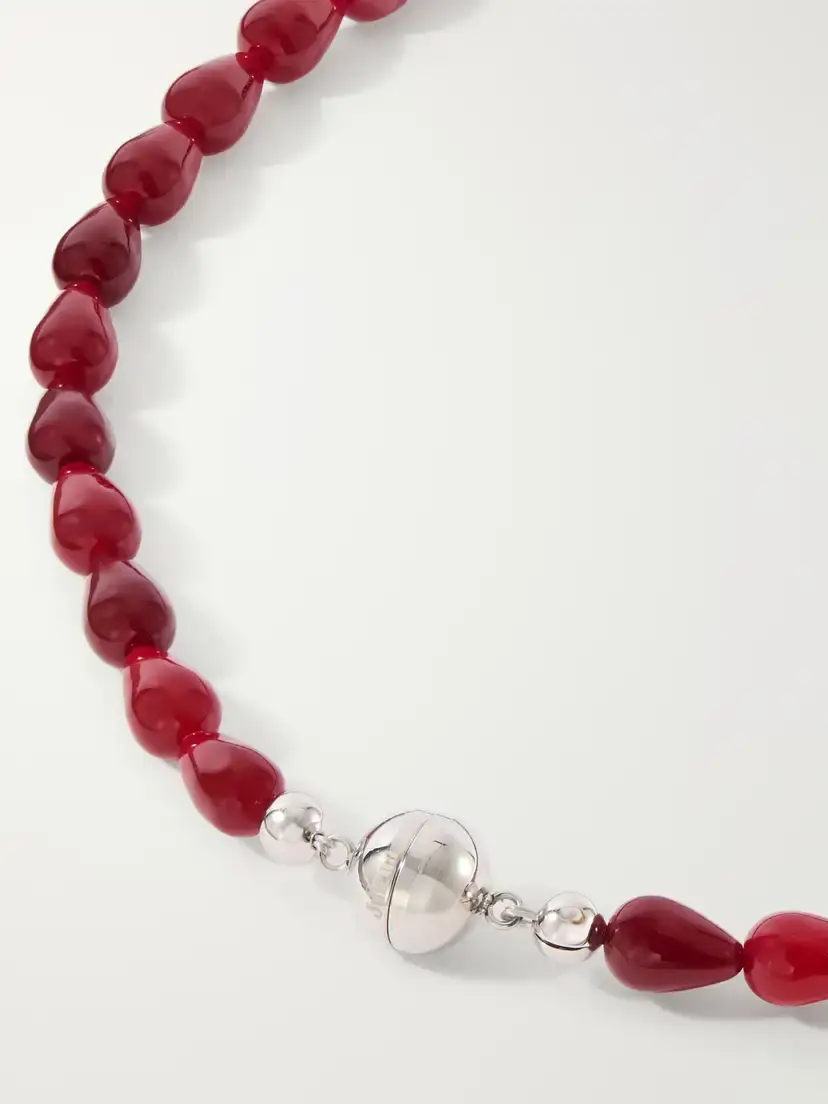 Julietta Clio Rhodium-plated Carnelian Beaded Necklace | Thumbnail 3