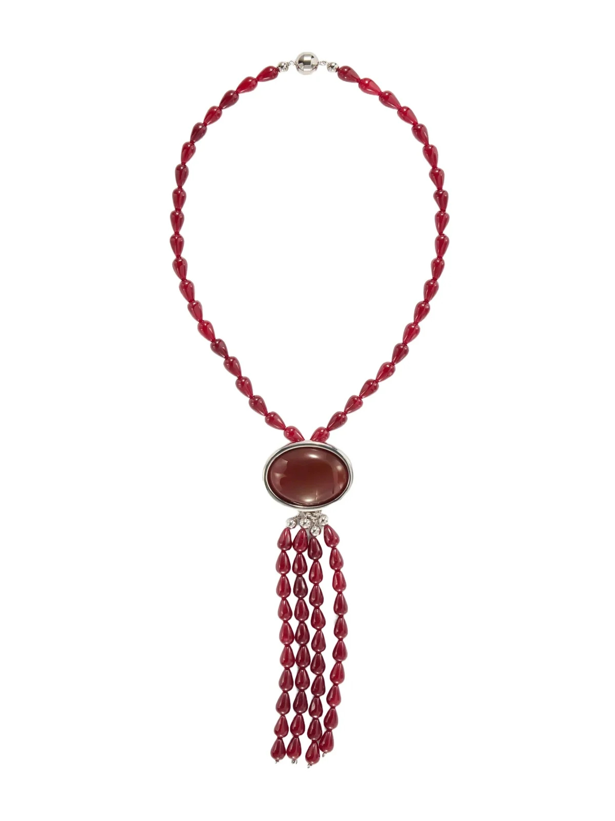 Julietta Clio Rhodium-plated Carnelian Beaded Necklace