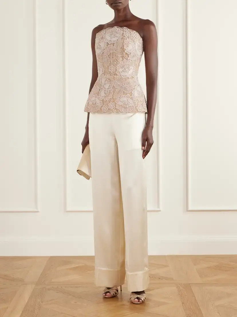 Elie Saab Scalloped Peplum Guipure Lace Bustier Top | Thumbnail 2