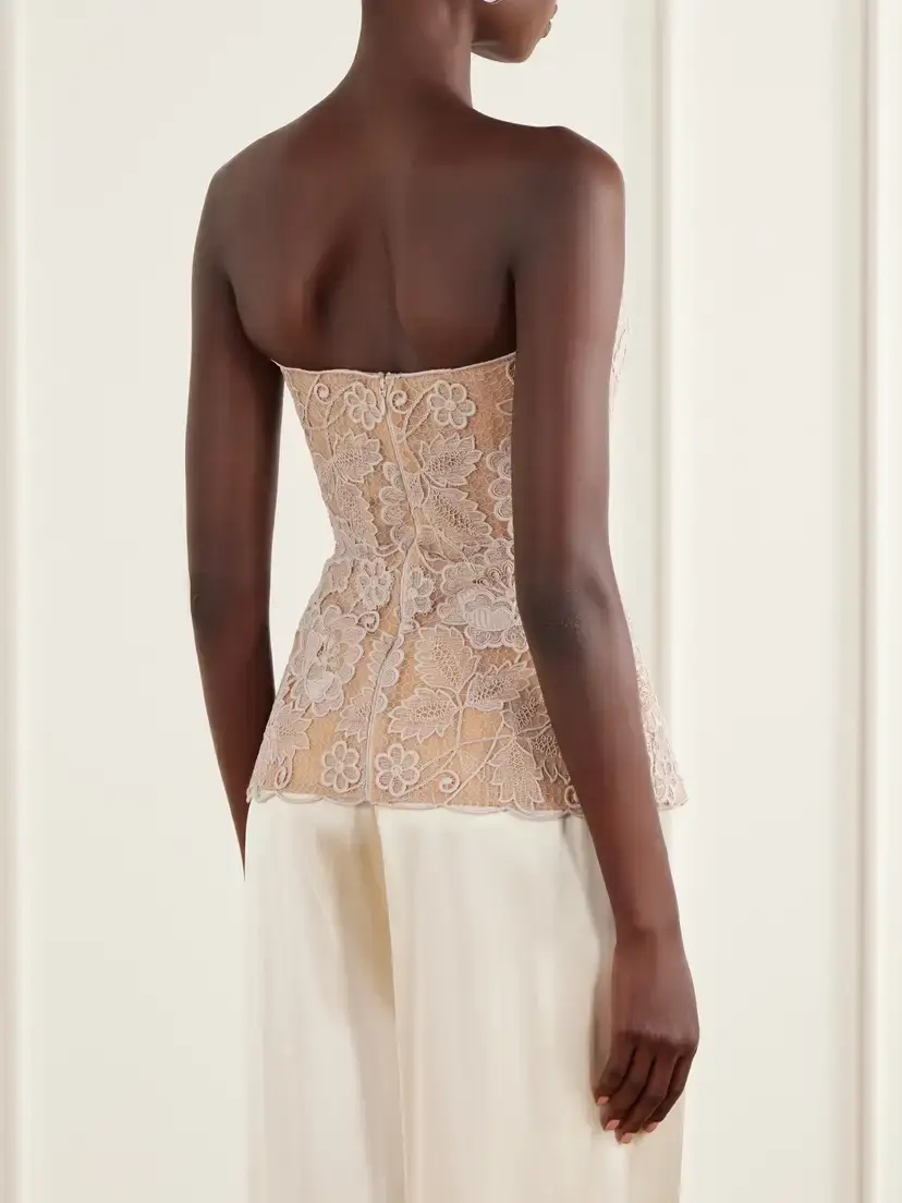 Elie Saab Scalloped Peplum Guipure Lace Bustier Top | Thumbnail 3