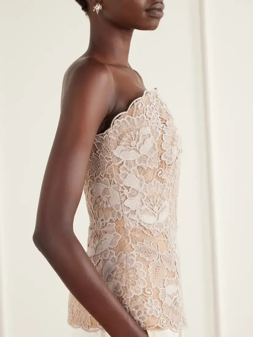 Elie Saab Scalloped Peplum Guipure Lace Bustier Top | Thumbnail 4