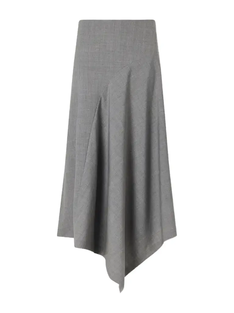 Asymmetric Stretch-wool Midi Skirt Asymmetric Stretch-wool Midi Skirt