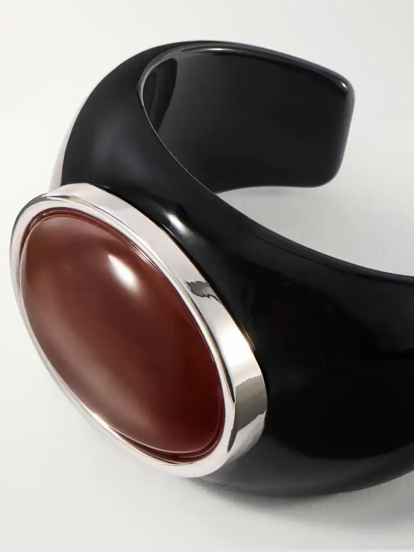 Julietta Lina Rhodium-plated Resin Carnelian Bangle | Thumbnail 4