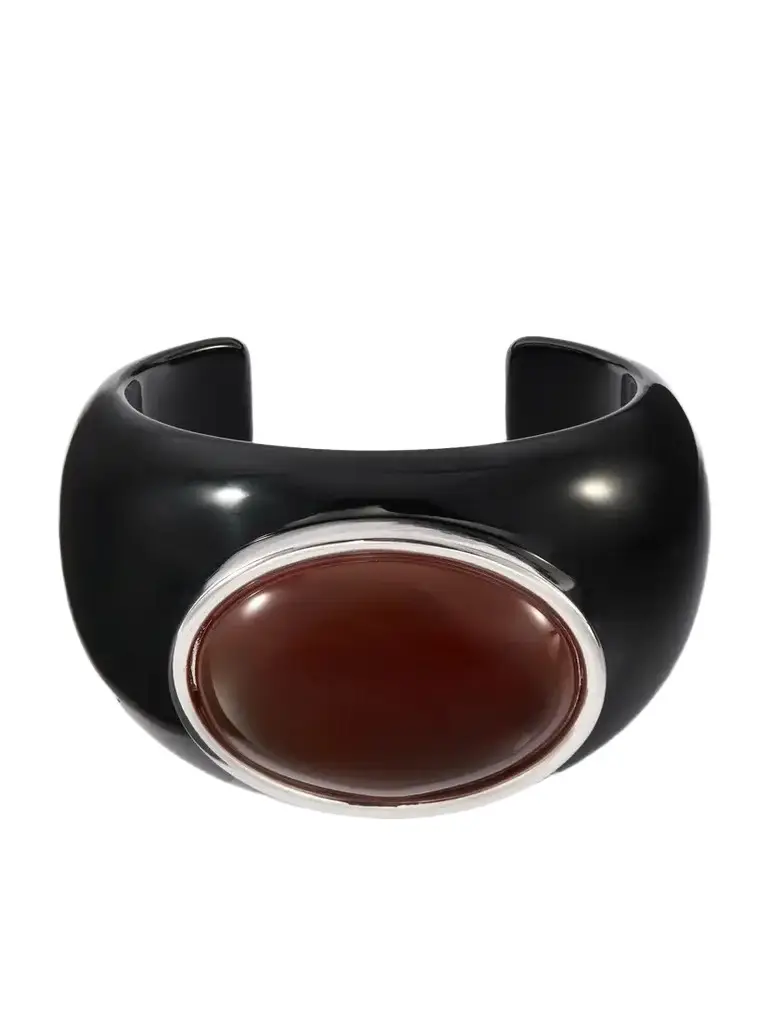 Julietta Lina Rhodium-plated Resin Carnelian Bangle