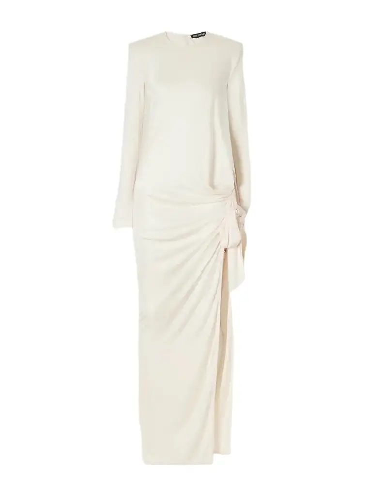 Knotted Draped Satinmaxi Dress Knotted Draped Satinmaxi Dress