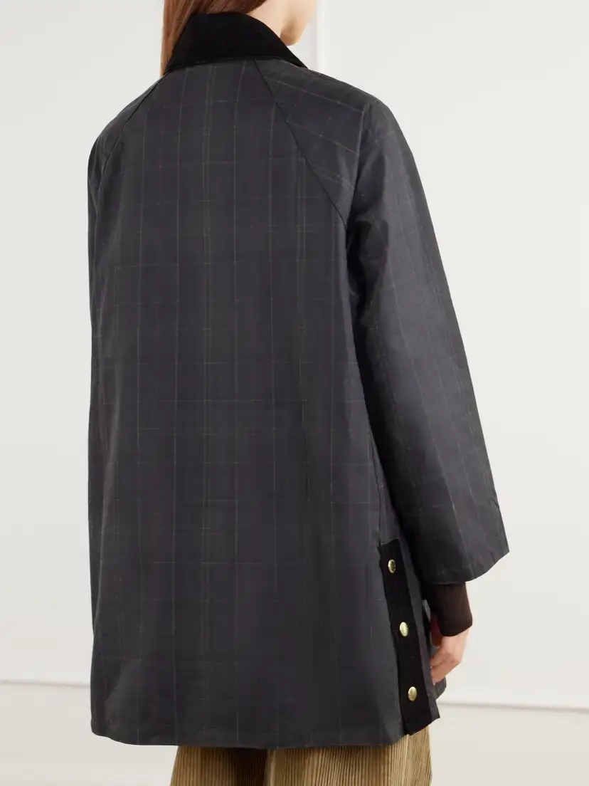 Barbour Checked Corduroy-trimmed Waxed Cotton-canvas Coat | Thumbnail 4 Barbour Checked Corduroy-trimmed Waxed Cotton-canvas Coat | Thumbnail 4