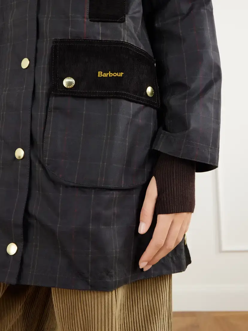 Barbour Checked Corduroy-trimmed Waxed Cotton-canvas Coat | Thumbnail 6 Barbour Checked Corduroy-trimmed Waxed Cotton-canvas Coat | Thumbnail 6