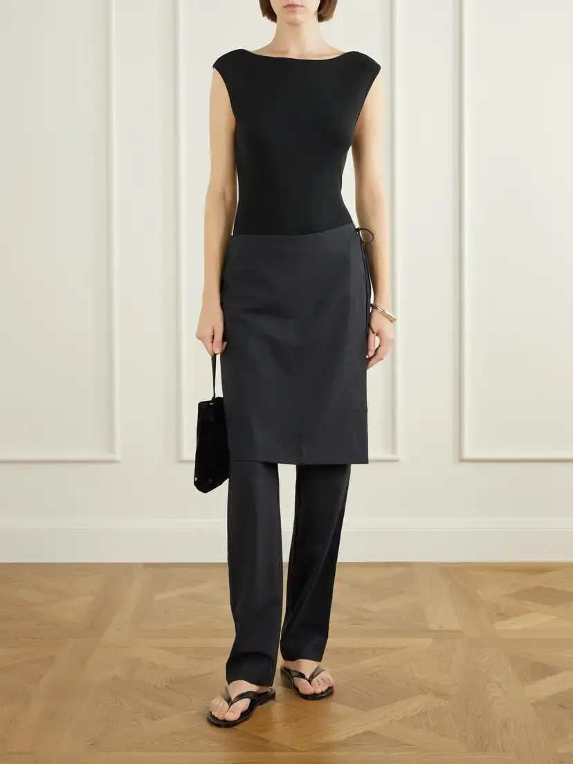 St. Agni Layered Wool-blend Skirt-detailed Slim-leg Pants | Thumbnail 2 St. Agni Layered Wool-blend Skirt-detailed Slim-leg Pants | Thumbnail 2