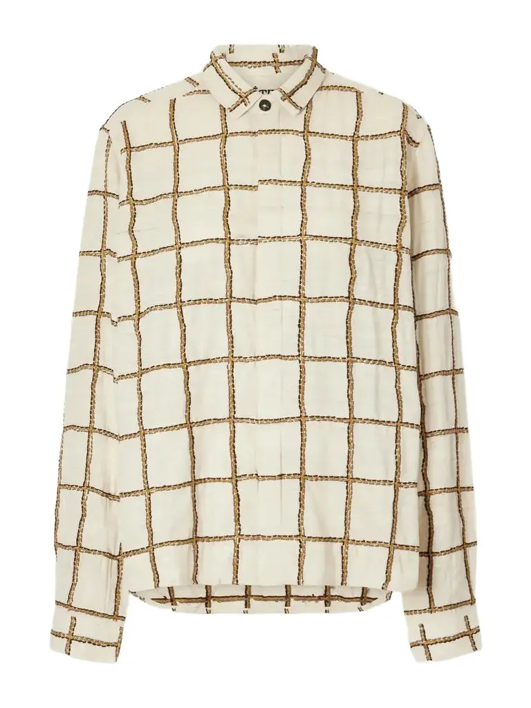 Embroidered Woven Silk Shirt