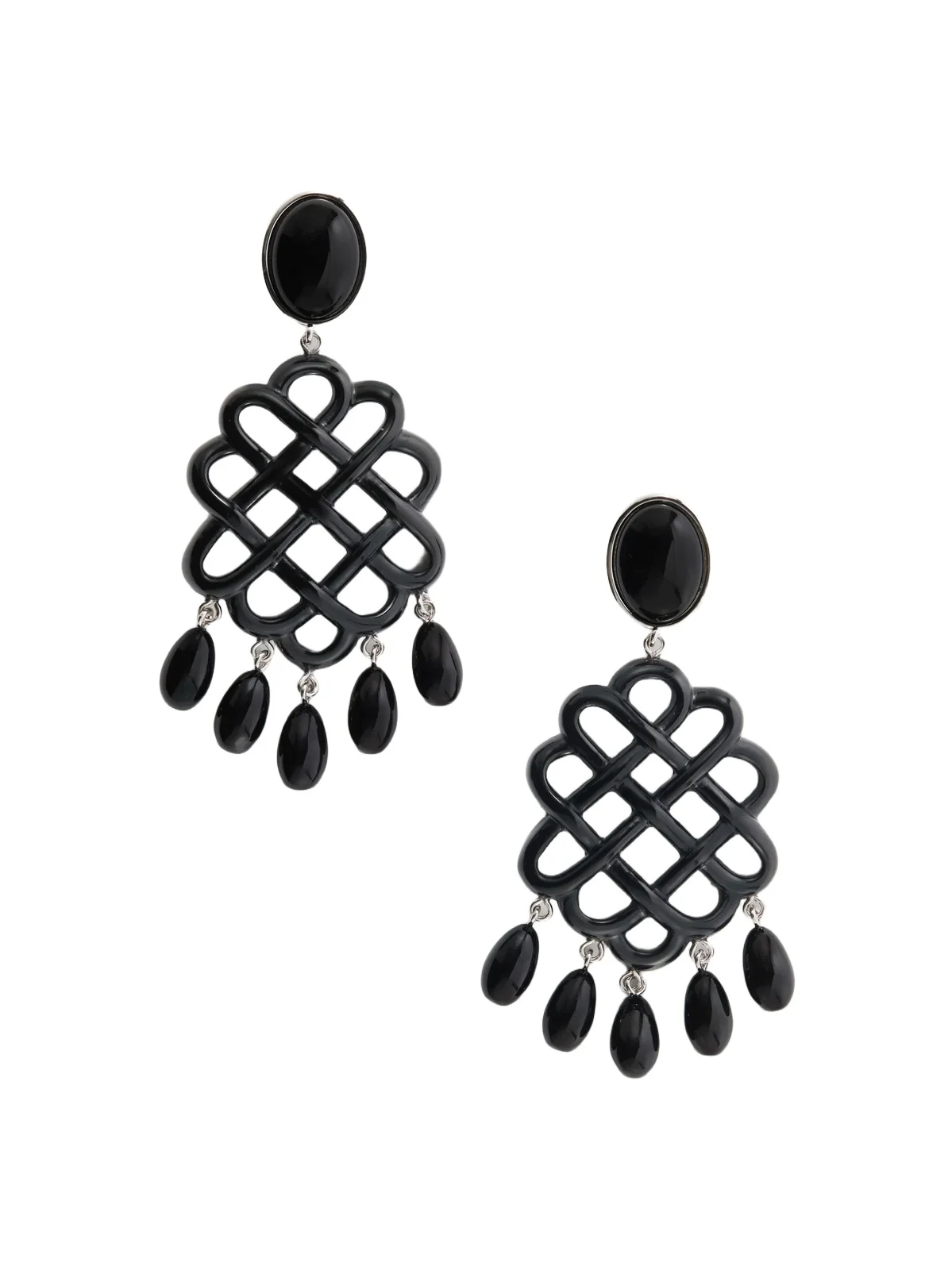 Julietta Melina Rhodium-plated And Resin Earrings - Black