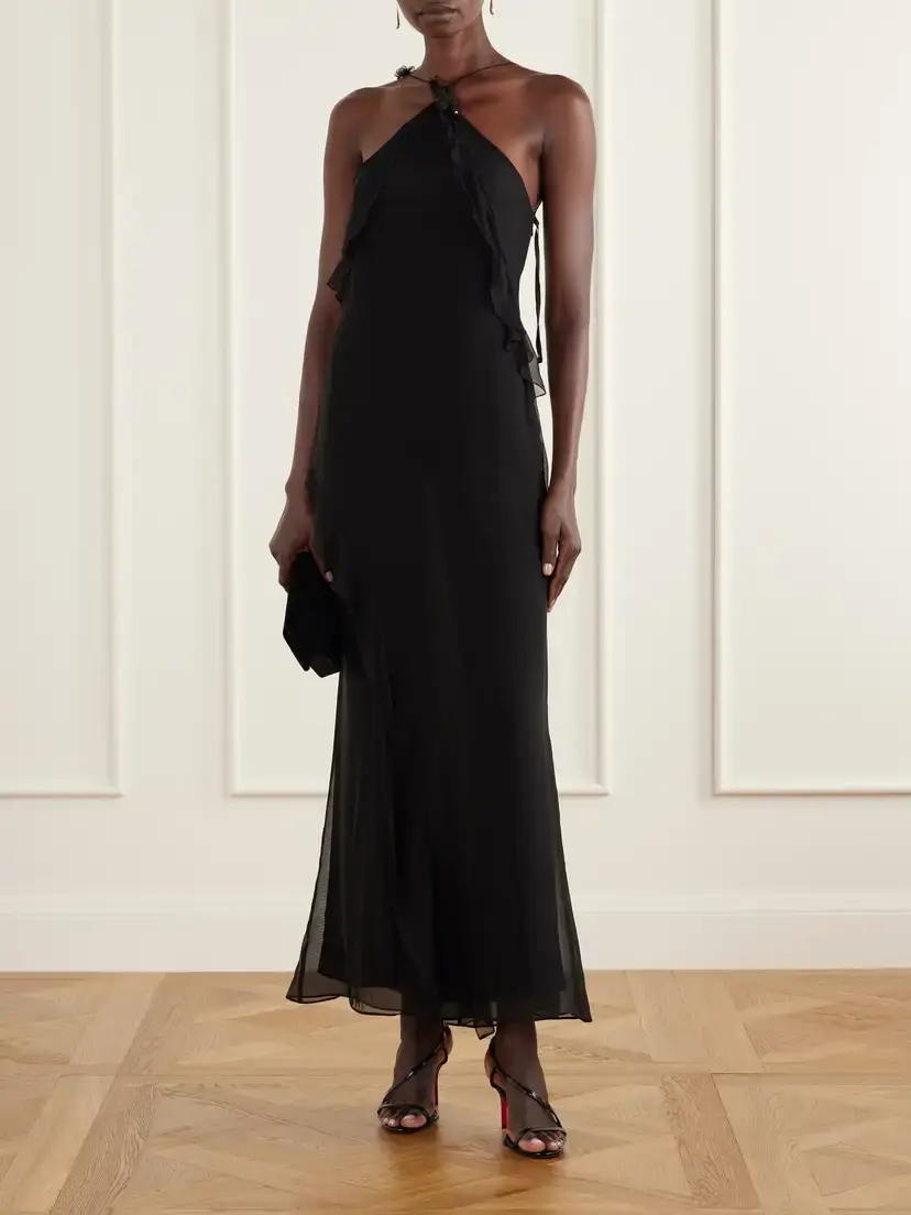 SIR. Ysia Embellished Ruffled Halterneck Silk-crepe Maxi Dress | Thumbnail 2 SIR. Ysia Embellished Ruffled Halterneck Silk-crepe Maxi Dress | Thumbnail 2
