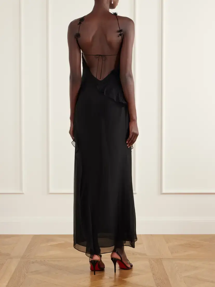SIR. Ysia Embellished Ruffled Halterneck Silk-crepe Maxi Dress | Thumbnail 3 SIR. Ysia Embellished Ruffled Halterneck Silk-crepe Maxi Dress | Thumbnail 3