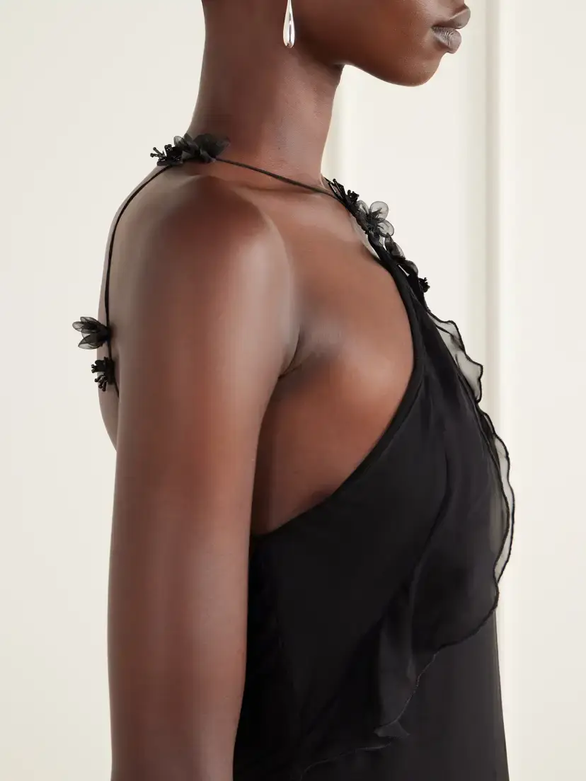 SIR. Ysia Embellished Ruffled Halterneck Silk-crepe Maxi Dress | Thumbnail 4 SIR. Ysia Embellished Ruffled Halterneck Silk-crepe Maxi Dress | Thumbnail 4