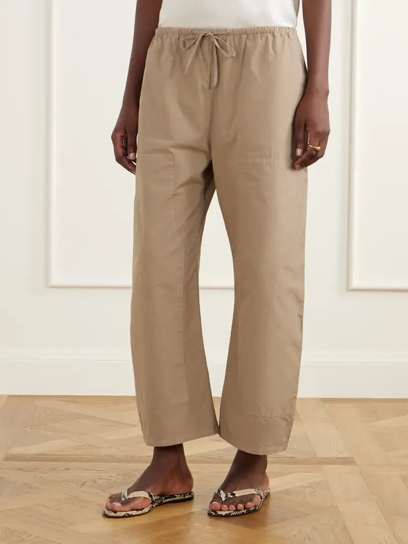 LESET Kyoto Drawstring Cotton-poplin Barrel-leg Pants | Thumbnail 3