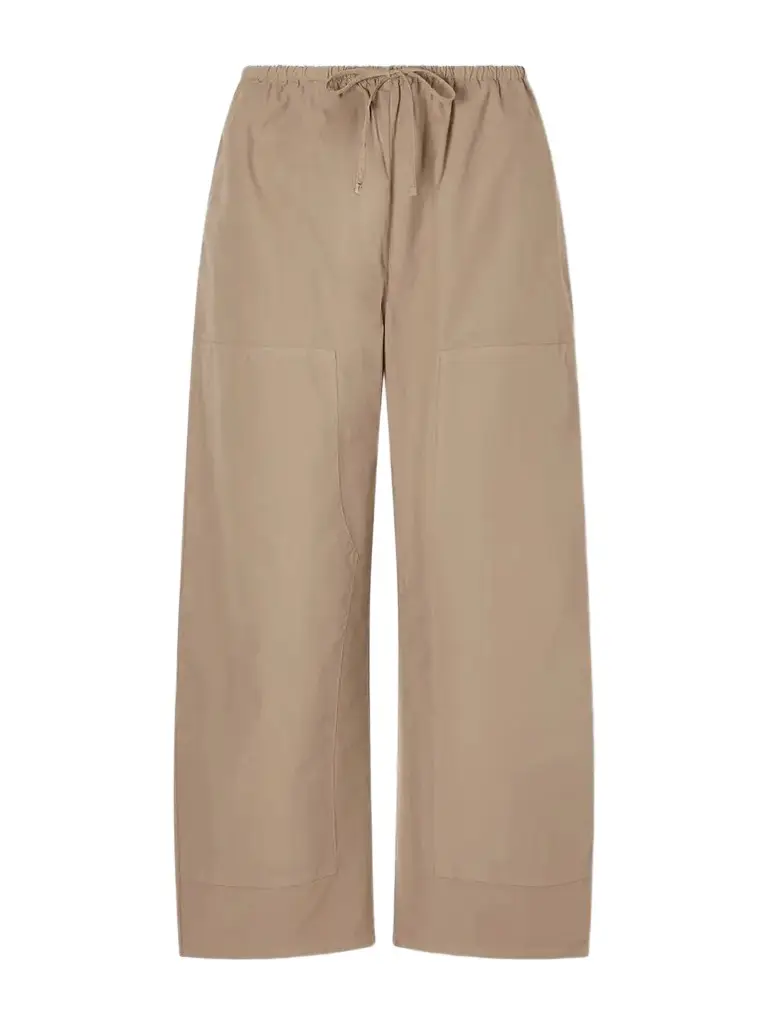 LESET Kyoto Drawstring Cotton-poplin Barrel-leg Pants