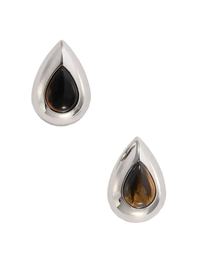 Julietta Vale Rhodium-plated Tiger's Eye Earrings