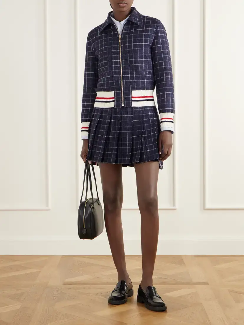 Thom Browne Checked Frayed Pleated Mini Skirt | Thumbnail 2